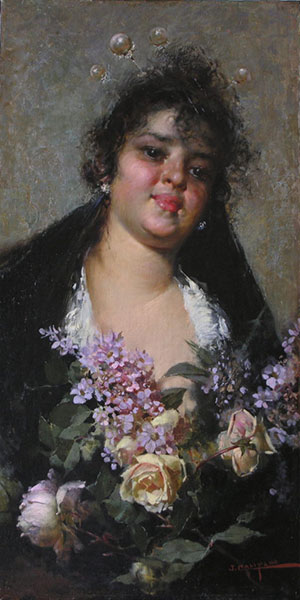 Woman with Flowers after restoration